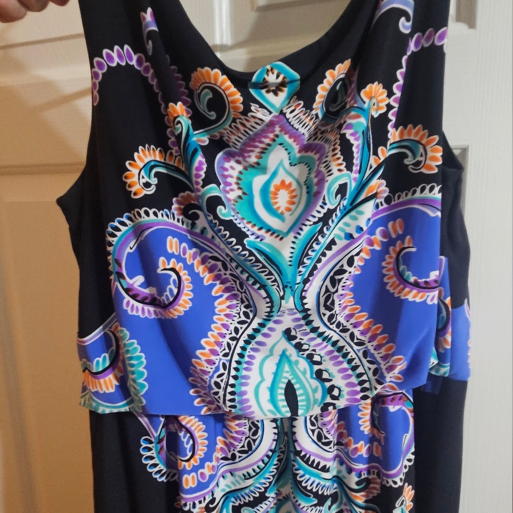 Black Dress with Vibrant Paisley Design